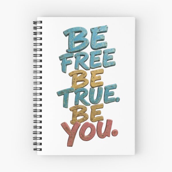 Item preview, 3D Vintage Stone Carved Inspirational Quote BE FREE BE TRUE BE YOU Text Design with Distressed Blue Pink Tan Lettering on Clean White Background designed and sold by Thaweesap789.