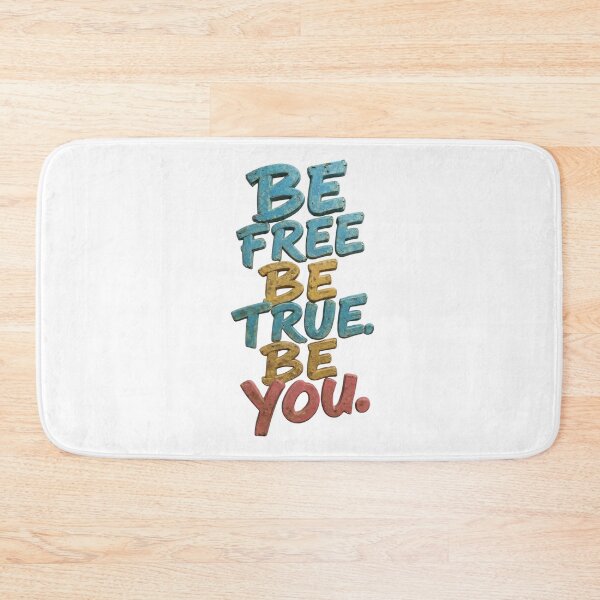 Item preview, 3D Vintage Stone Carved Inspirational Quote BE FREE BE TRUE BE YOU Text Design with Distressed Blue Pink Tan Lettering on Clean White Background designed and sold by Thaweesap789.