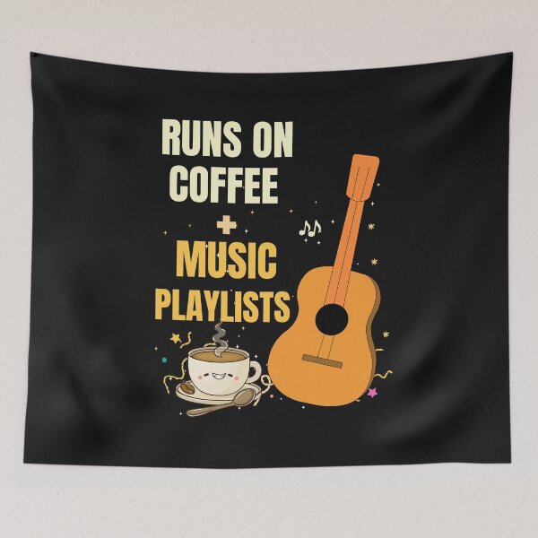 Item preview, Runs On Coffee And Music Playlists Funny Coffee Music Design designed and sold by Joyful-Pixel.