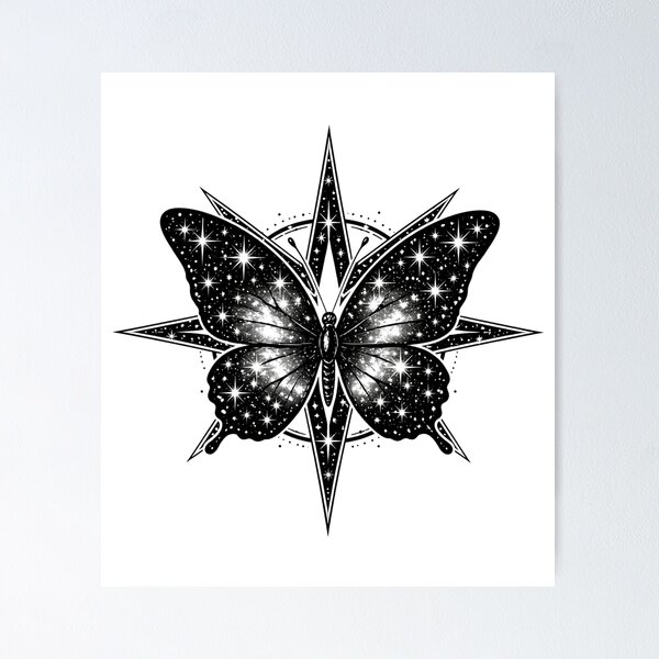 Item preview, Cosmic Butterfly Star Symbol Line Art designed and sold by ALWAHO.