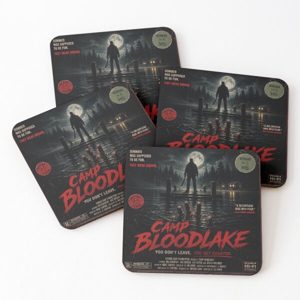 Item preview, Camp Bloodlake Retro Slasher Horror Poster designed and sold by Horror Camp.