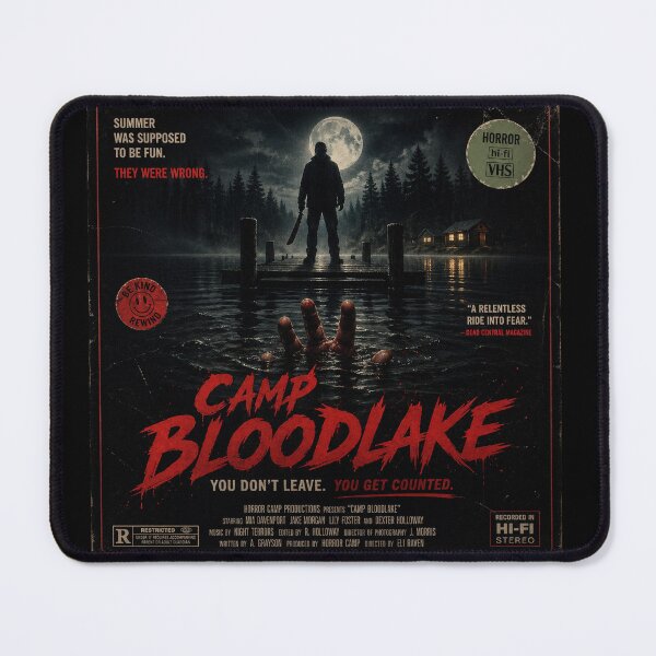 Item preview, Camp Bloodlake Retro Slasher Horror Poster designed and sold by Horror Camp.