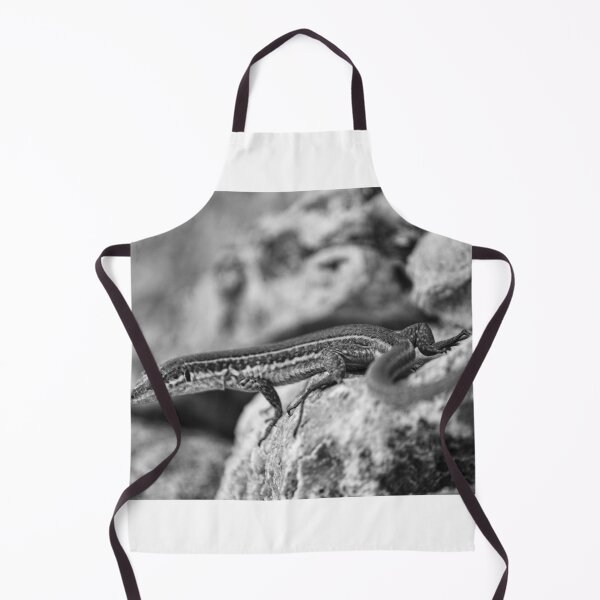 Item preview, Black and White Close-Up of a Lizard on Rocky Surface Showing Reptile Texture and Camouflage designed and sold by Nmallia.