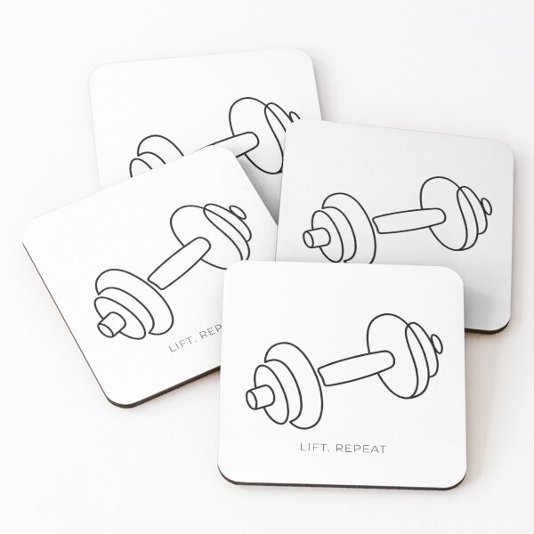 Item preview, Lift. Repeat minimal line art dumbbell gym design  designed and sold by asmaqa.