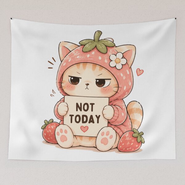 Item preview, Not Today Strawberry Cat | Cute Kawaii Aesthetic | Funny Introvert Mood Design designed and sold by The Mood Index.