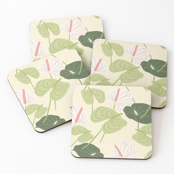 Item preview, Seamless background image with green and red anthurium flower pattern designed and sold by Aikesout.