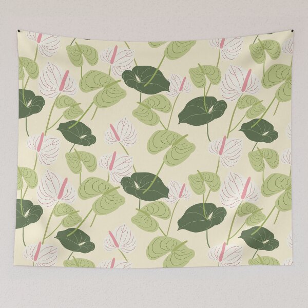 Item preview, Seamless background image with green and red anthurium flower pattern designed and sold by Aikesout.