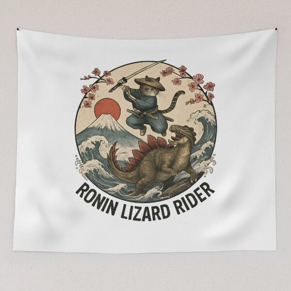 Item preview, Ronin Lizard Rider Samurai Cat designed and sold by SiarheiYur.
