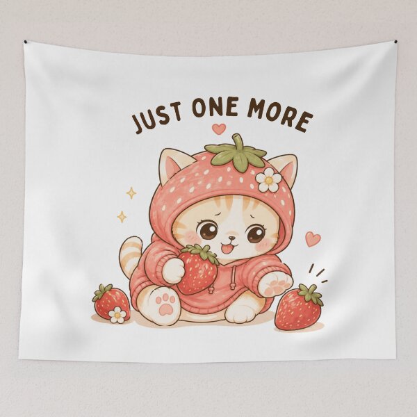 Item preview, Just One More Strawberry Cat | Cute Kawaii Aesthetic | Funny Sweet Mood Design designed and sold by The Mood Index.