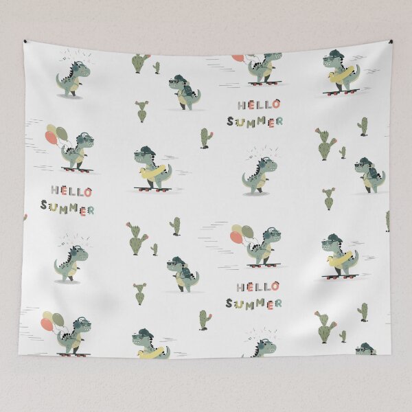 Item preview, Teenage dinosaur pattern. Hello summer textiles for children.  designed and sold by Natalia4321.