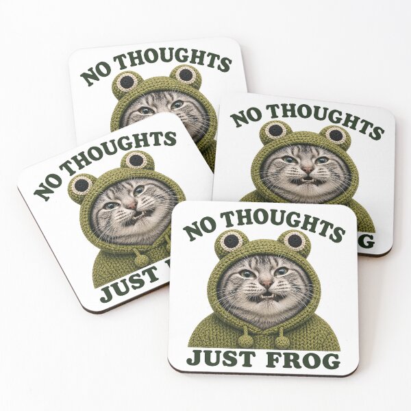 Item preview, No Thoughts Just Frog Funny Frog Cat Meme designed and sold by Eh Plus Designs.