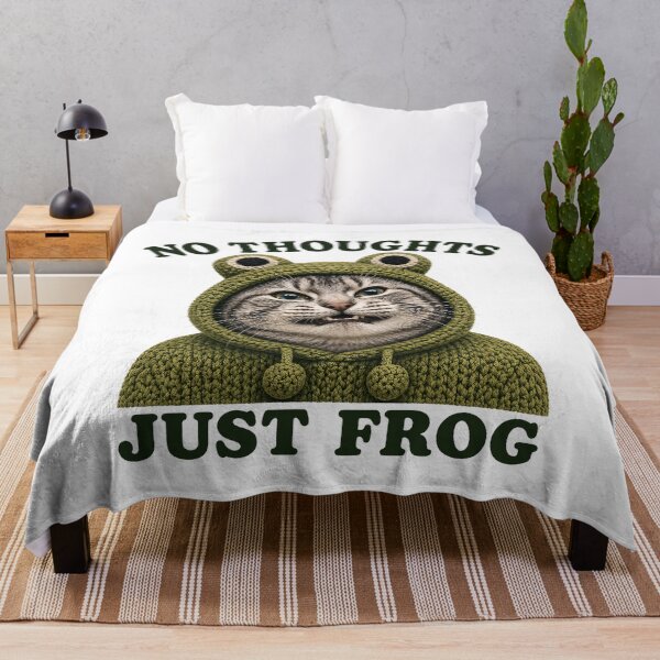 Item preview, No Thoughts Just Frog Funny Frog Cat Meme designed and sold by Eh Plus Designs.