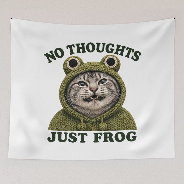 Item preview, No Thoughts Just Frog Funny Frog Cat Meme designed and sold by Eh Plus Designs.