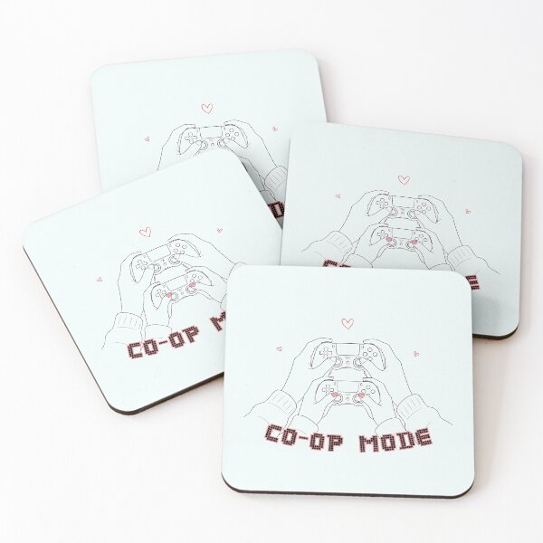 Item preview, Co-op Mode | Minimalist gaming couple with controllers designed and sold by Love&Geek.