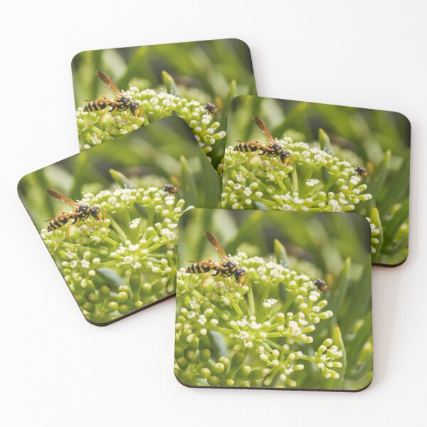 Item preview, Wasp Feeding on Green Flower Buds Macro Pollination Insect In Garden Close-Up designed and sold by Nmallia.