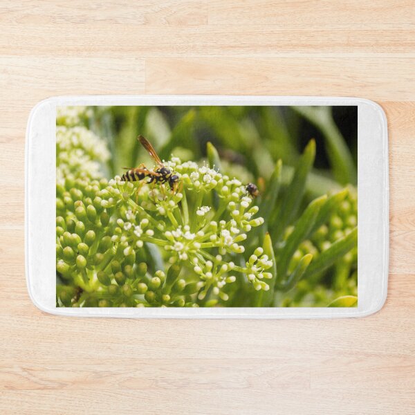 Item preview, Wasp Feeding on Green Flower Buds Macro Pollination Insect In Garden Close-Up designed and sold by Nmallia.