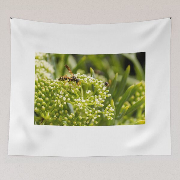 Item preview, Wasp Feeding on Green Flower Buds Macro Pollination Insect In Garden Close-Up designed and sold by Nmallia.