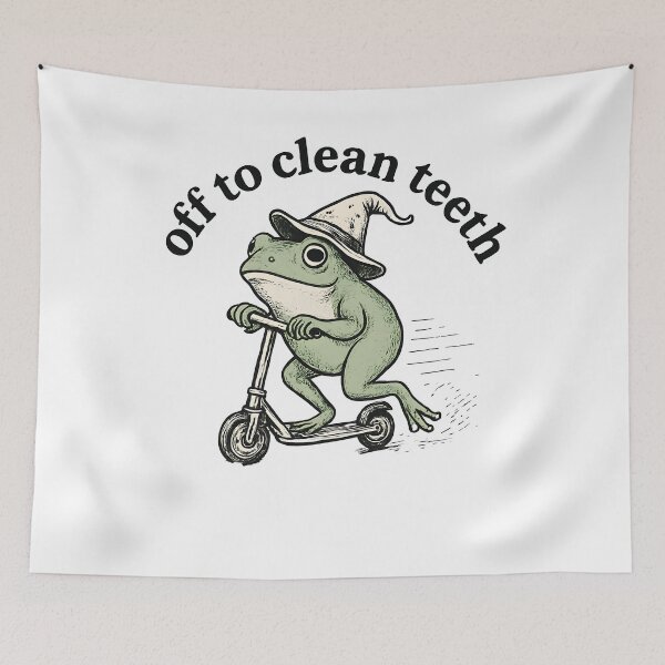 Item preview, Off To Clean Teeth Frog Scooter designed and sold by SiarheiYur.
