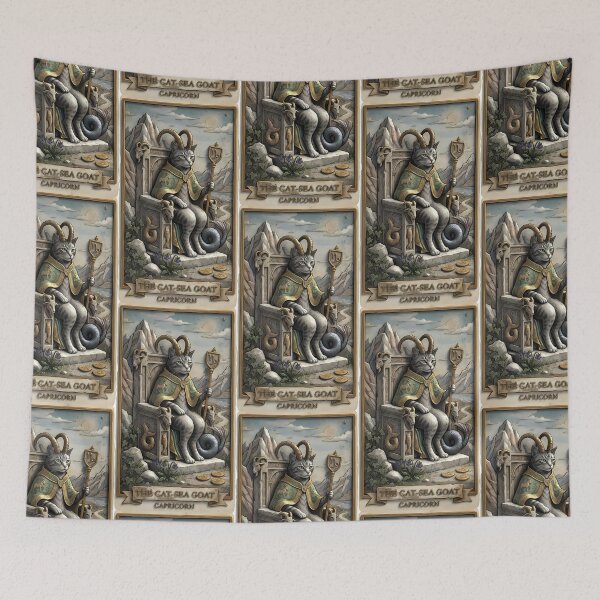 Item preview, Vintage Capricorn Sea Goat Cat Tarot Card designed and sold by Idealforme.