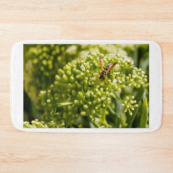 Item preview, Wasp Feeding on Green Flower Buds Macro Pollination Insect In Garden Close-Up designed and sold by Nmallia.