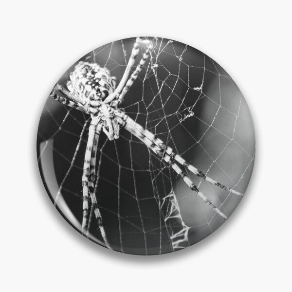 Item preview, Black and White Macro Close-Up of Spider on Web Showing Arachnid Detail and Web Pattern designed and sold by Nmallia.