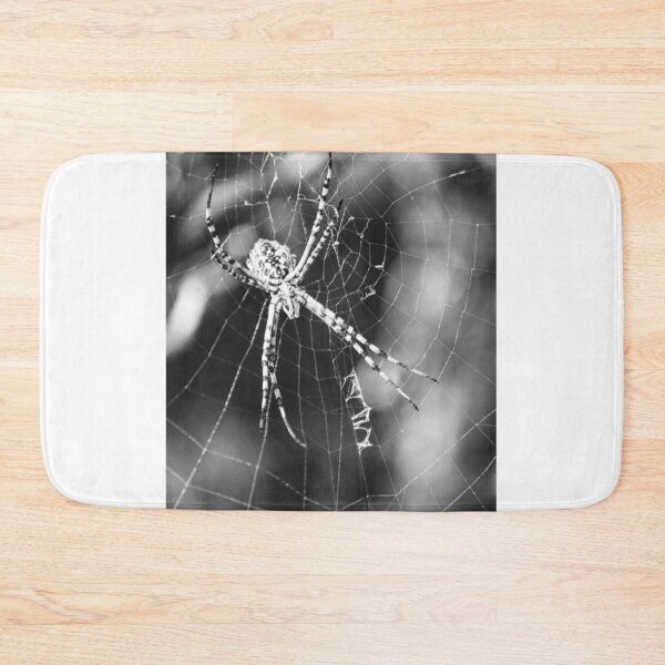 Item preview, Black and White Macro Close-Up of Spider on Web Showing Arachnid Detail and Web Pattern designed and sold by Nmallia.