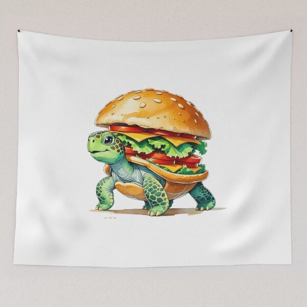 Item preview, Funny Sea Turtle Hamburger Fast Food Hybrid Art designed and sold by AQUILAKREO.