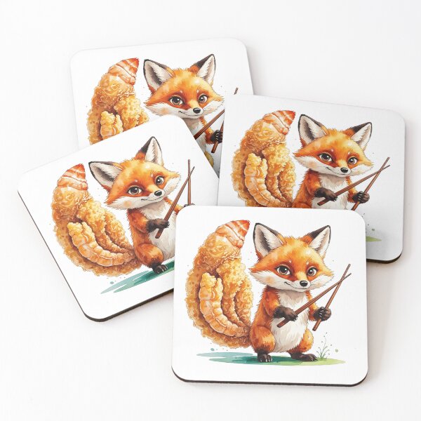 Aperçu de l'œuvre Renard mignon avec queue de crevette tempura, art japonais de friture d'Ebi créée et vendue par AQUILAKREO.