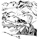 Backcountry Skiing And Hiking The Mountains Original Pen And Ink Illustration Whistler Sticker By Snowlineart Redbubble