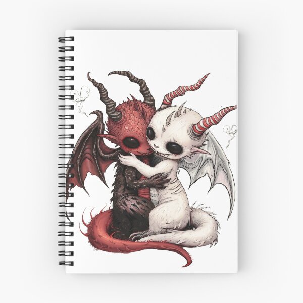 Item preview, Gothic Dragon Couple Art - Red and White Mythical Embrace designed and sold by kitastylish.