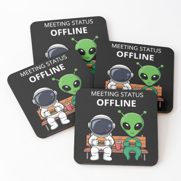 Item preview, Meeting Status: Offline - Funny Astronaut and Alien designed and sold by ContigoART.