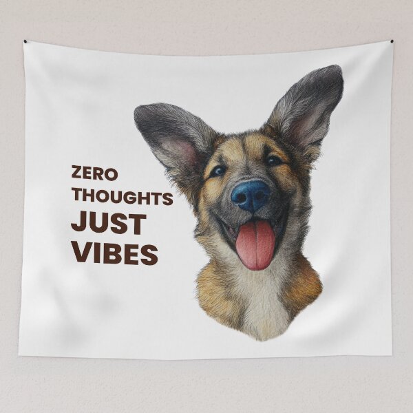 Item preview, Zero Thoughts Just Vibes Dog Meme German Shepherd Funny Shirt Sticker designed and sold by olenapetol.