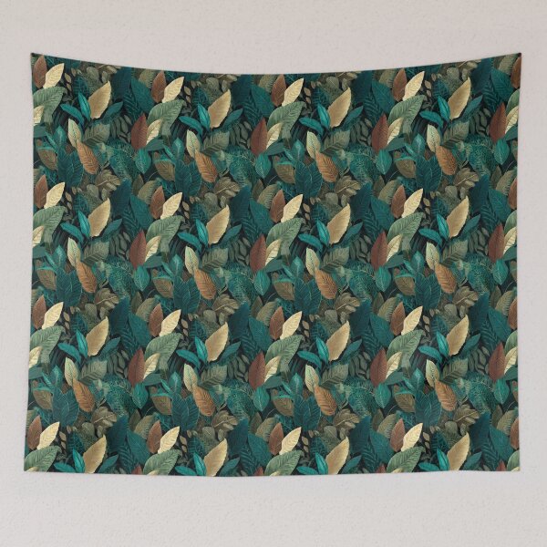 Item preview, Lush Tropical Leaves Jungle Botanical Pattern designed and sold by NicolasGlowArt.