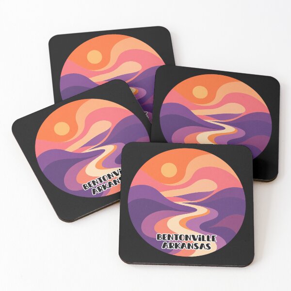 Item preview, Bentonville Arkansas Sunset Landscape | Modern Abstract Trail Art Mountain Bike Town Design designed and sold by SimplyJasper.