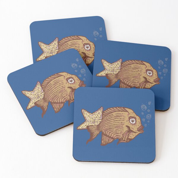 Item preview, Minimal Fish and Starfish – Simple Ocean Art designed and sold by Half Mess.