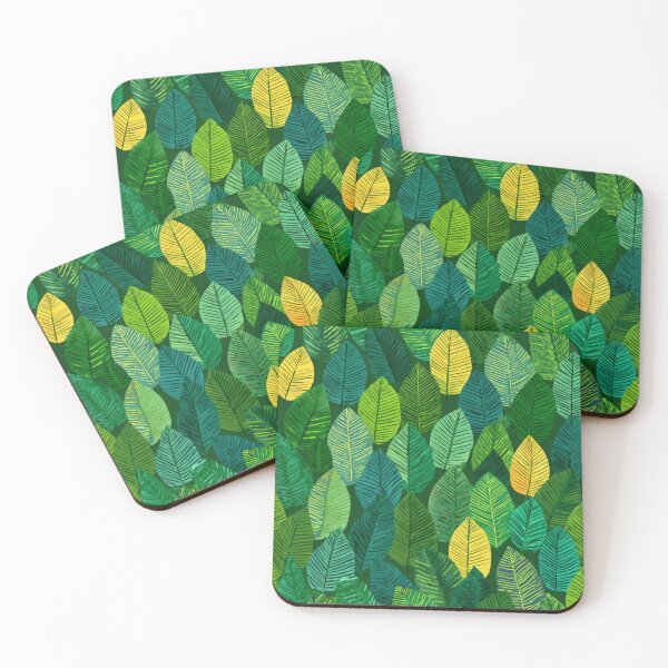 Item preview, Vibrant Green Yellow Leaves Botanical Pattern designed and sold by NicolasGlowArt.