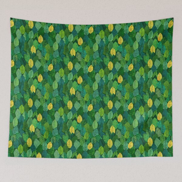 Item preview, Vibrant Green Yellow Leaves Botanical Pattern designed and sold by NicolasGlowArt.