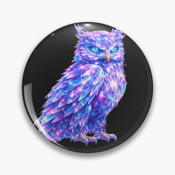 Item preview, Neon Holographic Glass Owl Art designed and sold by Nika Art Studio.