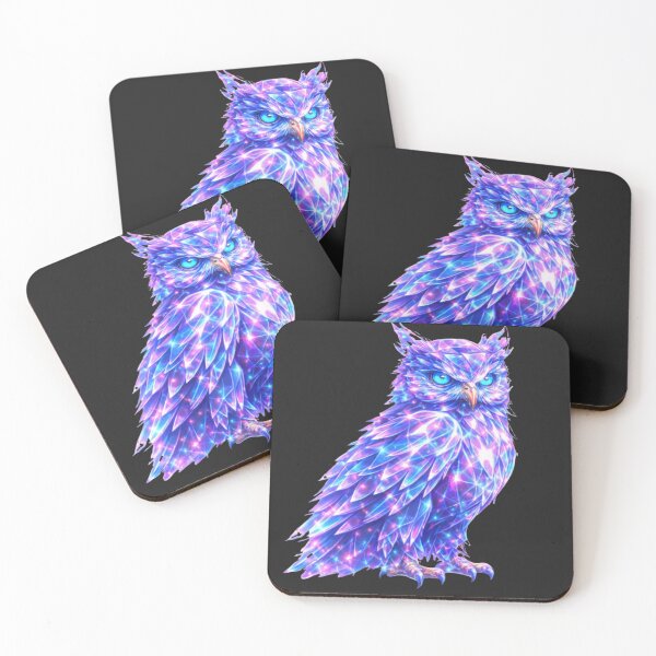 Item preview, Neon Holographic Glass Owl Art designed and sold by Nika Art Studio.