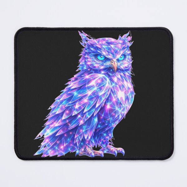 Item preview, Neon Holographic Glass Owl Art designed and sold by Nika Art Studio.