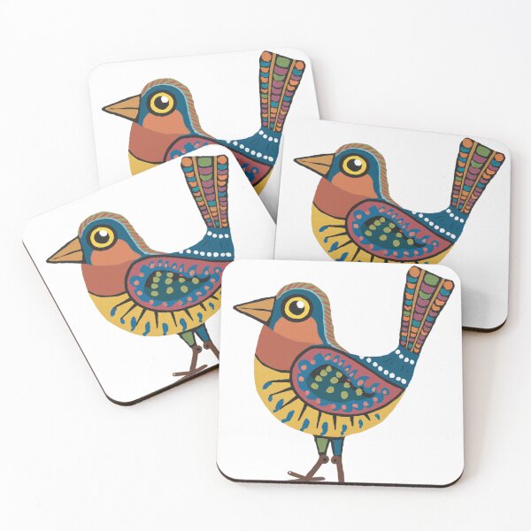 Item preview, Colorful Folk Bird Sticker | Scandinavian Folk Art Bird Illustration designed and sold by Filora Atelier | Bird Art.