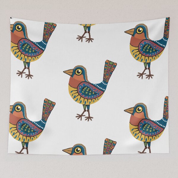 Item preview, Colorful Folk Bird Sticker | Scandinavian Folk Art Bird Illustration designed and sold by Filora Atelier | Bird Art.