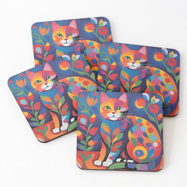 Item preview, Folk Art Cat designed and sold by ByNicoleSara.