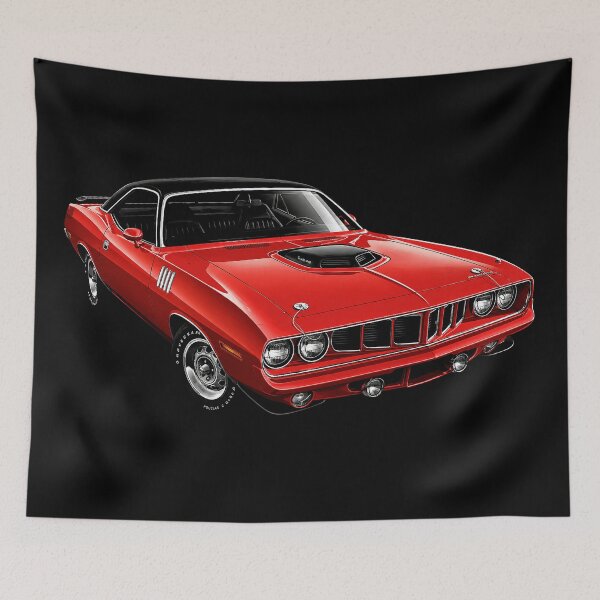 Item preview, 1971 Plymouth Cuda – Red Mopar Muscle Car Poster Art designed and sold by Stinky Lincy's Apparel Company.