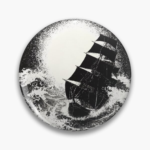 Item preview, Great dark boat on waving epic sea with white foam and white sun 127sm designed and sold by 127sm.