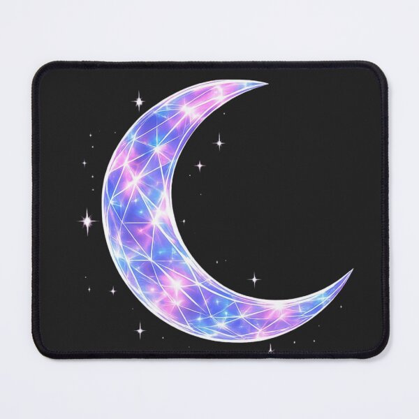 Item preview, Neon Holographic Glass Crescent Moon Art designed and sold by Nika Art Studio.