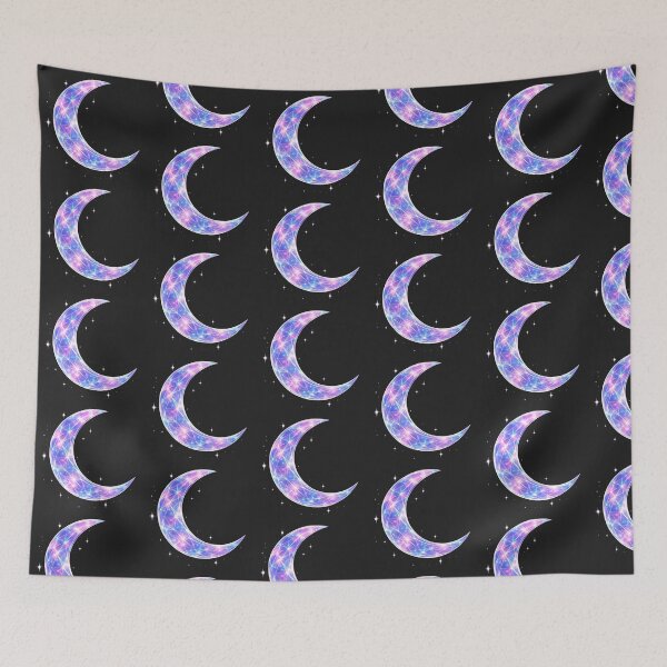 Item preview, Neon Holographic Glass Crescent Moon Art designed and sold by Nika Art Studio.