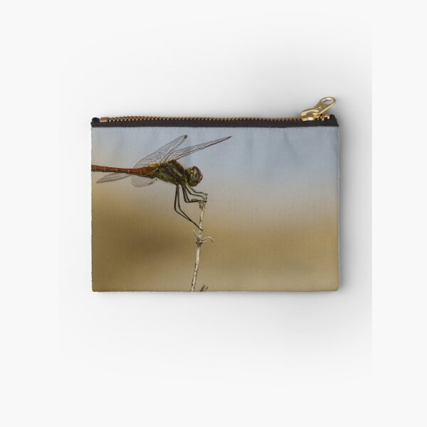 Item preview, Red Dragonfly Perched on Dry Twig Over Blurred Natural Background Macro Insect Close-Up designed and sold by Nmallia.