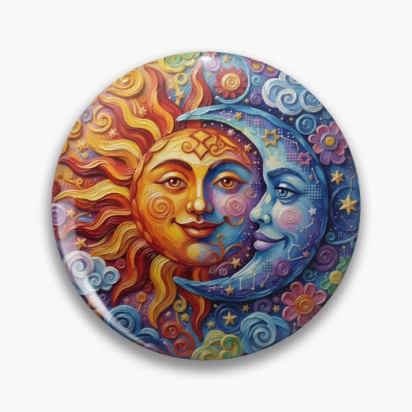 Artikelvorschau, Sonne und Mond – farbenfrohe Spachtelkunst entworfen und verkauft von GymTanLaundry.