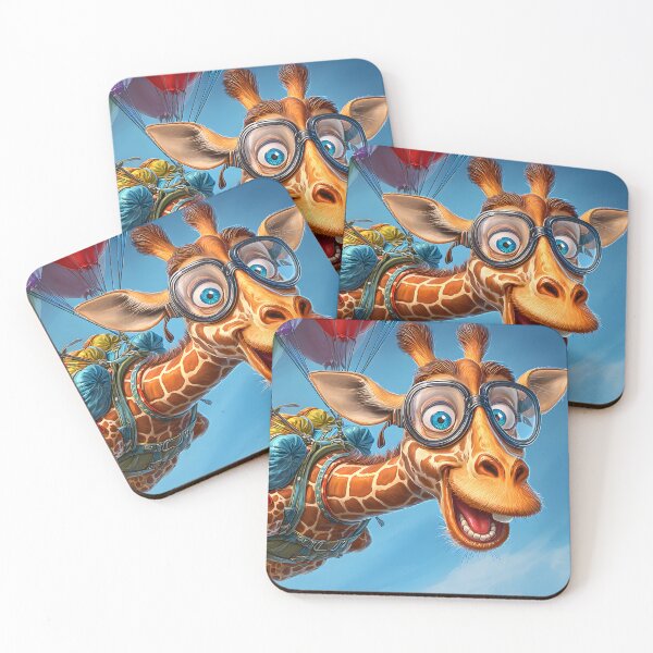 Item preview, Giraffe Parachuting with Colorful Balloons in Sky designed and sold by Artessie.